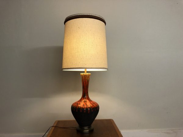 Mid Century Drip Glaze Ceramic Lamp – $195