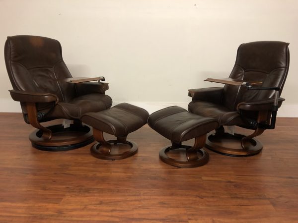 SOLD – Ekornes Recliners With Ottomans