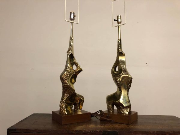 Brutalist Lamp Pair by Richard Barr for Laurel Lamp – $1495