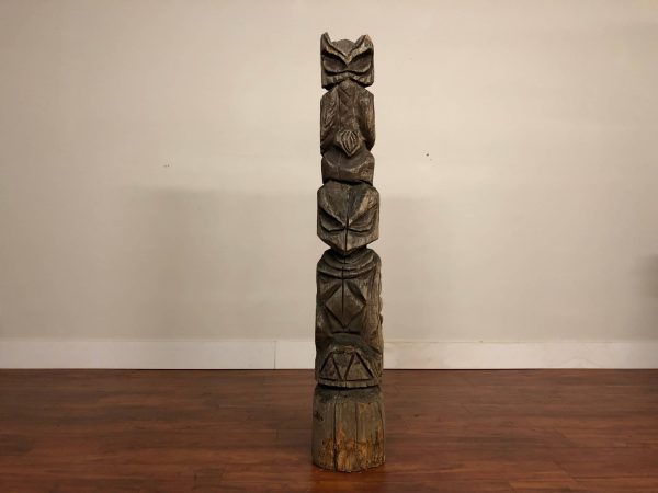 Vintage Carved Cedar Totem Pole – $995
