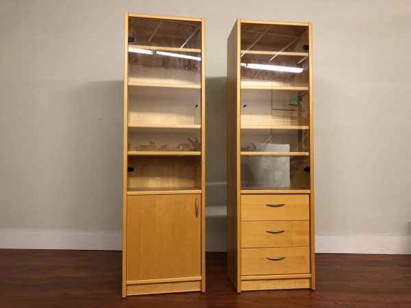 Danish Narrow Bookcase Cabinet Pair – $695