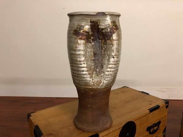 Brutalist Studio Pottery Tall Vase – $150