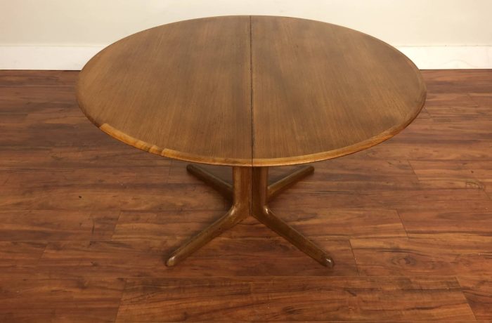 SOLD – Dyrlund Danish Teak Dining Table with 2 Leaves