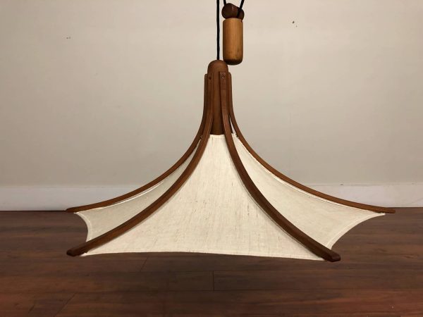 Domus Teak & Cloth Hanging Lamp – $995