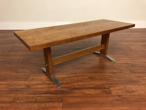 Vintage Teak Coffee Table with Aluminum Feet – $595