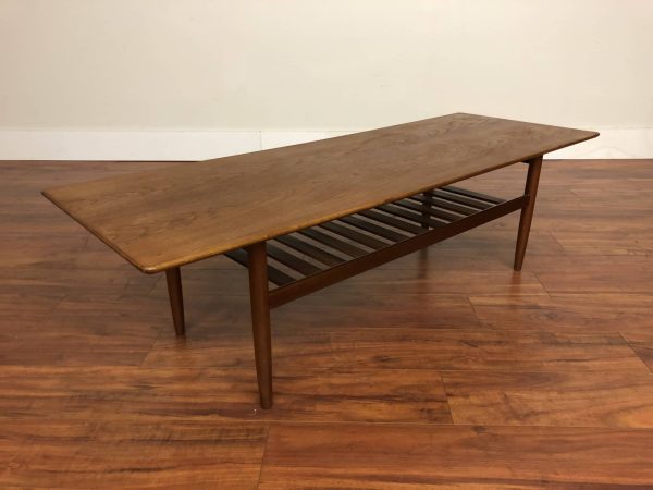 Vintage Teak Large Coffee Table with Shelf – $1495
