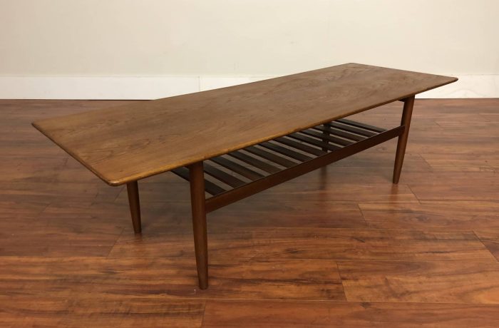 Vintage Teak Large Coffee Table with Shelf – $1495