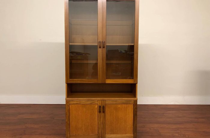 SOLD – Tall Vintage Teak Display Cabinet