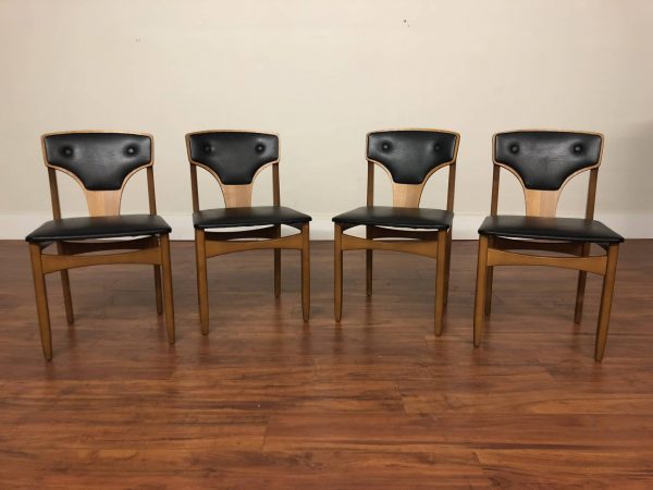 Mid-Century Padded Back Dining Chairs Set of 4 – $1095