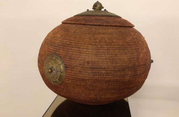Burmese Woven Basket with Metal Embellishments – $195